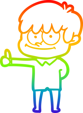 gökkuşağı gradyanı çizimi bir insan tarafından çizilmiş mutlu bir çizgi film adamı