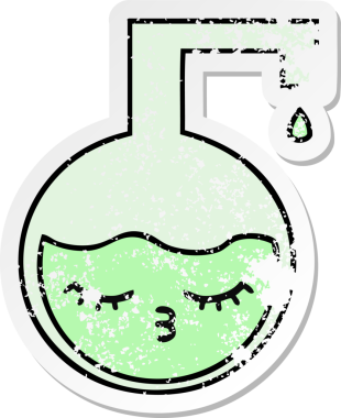 Bir insan tarafından çizilmiş sevimli bir karikatür bilim deneyinin sıkıntılı çıkartması.