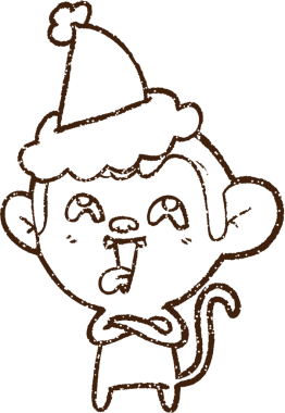 Bir insan tarafından çizilmiş Noel Maymunu Kömürü