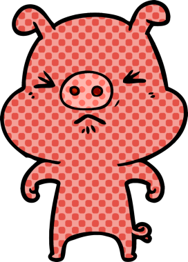 Bir insan tarafından çizilmiş kızgın domuz çizgi filmi.