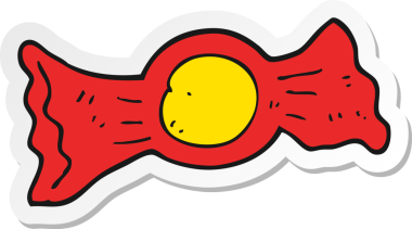 Bir insan tarafından çizilmiş karikatür şekeri çıkartması.