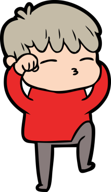 Bir insan tarafından çizilmiş meraklı bir çocuk.