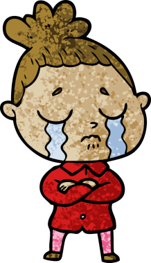 Bir insan tarafından çizilmiş ağlayan kadın çizgi filmi.