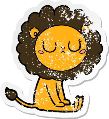 Bir insan tarafından çizilmiş karikatür aslanının sıkıntılı çıkartması.