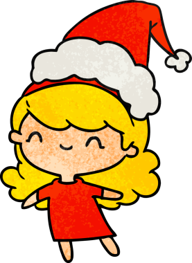 Bir insan tarafından çizilmiş kawai kızının el çizimi karikatürü.