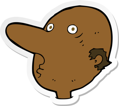 Bir insan tarafından çizilmiş kel bir adamın çıkartması.