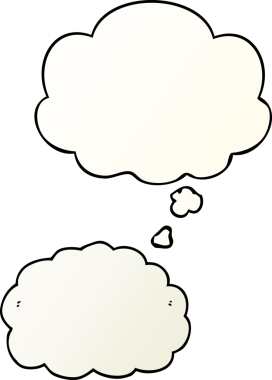 Düşünce baloncuğu olan karikatür bulutu bir insan tarafından çizilmiş.