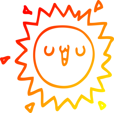 Bir insan tarafından çizilen çizgi film güneşinin sıcak çizgi çizimi