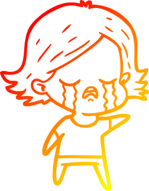 Bir insan tarafından çizilmiş ağlayan çizgi film kızı çizimi.