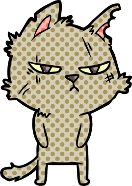 Bir insan tarafından çizilmiş sert çizgi film kedisi.