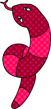 Bir insan tarafından çizilmiş uzun bir yılanın serbest çizimi.