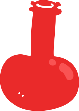 Bir insan tarafından çizilmiş kırmızı vazo.