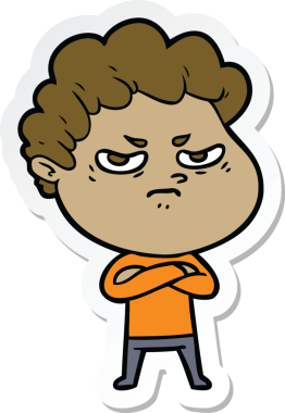 Bir insan tarafından çizilmiş kızgın bir adamın çıkartması.