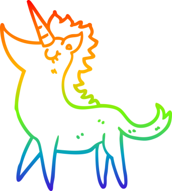 gökkuşağı gradyan çizgi çizimi bir insan tarafından çizilmiş tek boynuzlu at