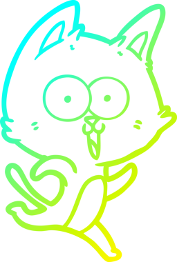 Bir insan tarafından çizilmiş komik çizgi film kedisinin soğuk gradyan çizgisi.