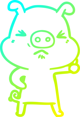 Bir insan tarafından çizilmiş kızgın bir domuzun soğuk çizgi çizimi.