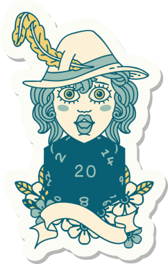 Bir insan tarafından çizilmiş 20 zarlı ozan etiketi.