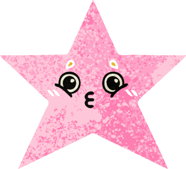 Bir insan tarafından çizilmiş yıldız balığının retro çizim tarzı karikatürü