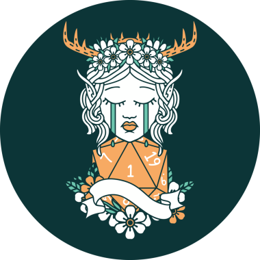 Ağlayan Elf Büyücüsü karakteri simgesi. Doğal bir insan tarafından çizilmiş.