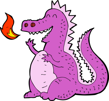 Bir insan tarafından çizilmiş ateş püskürten ejderha.