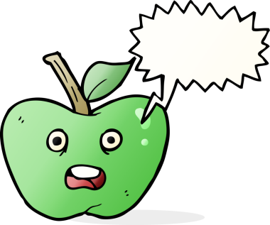 bir insan tarafından çizilmiş konuşma balonlu çizgi film elması