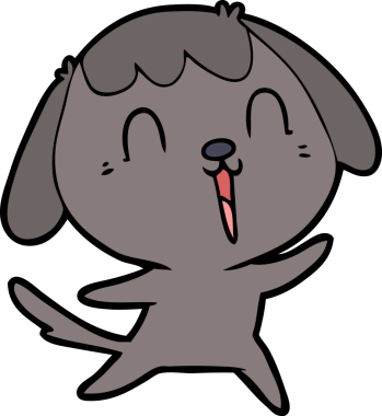 Bir insan tarafından çizilmiş şirin bir çizgi film köpeği.