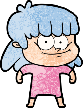 Bir insan tarafından çizilmiş gülümseyen bir kadın.