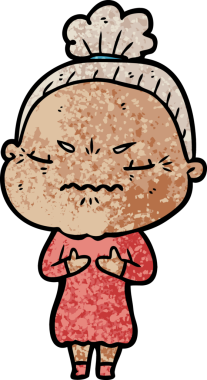 Çizgi film bir insan tarafından çizilmiş yaşlı bir kadın tarafından rahatsız edildi.