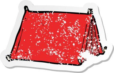 Bir insan tarafından çizilmiş geleneksel bir çadırın gerilimli çıkartması.