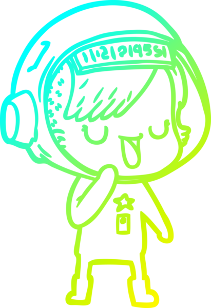 Bir insan tarafından çizilmiş soğuk gradyan çizgili astronot kadın çizimi.