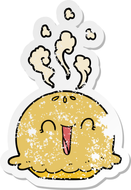 Bir insan tarafından çizilmiş üzgün bir çizgi film pastası.