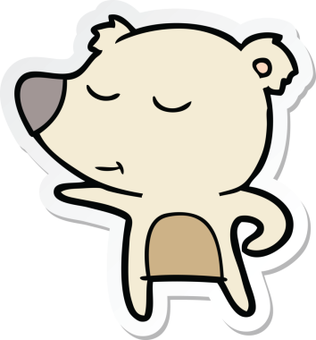 Bir insan tarafından çizilmiş mutlu çizgi film ayısının çıkartması.