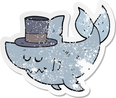 Bir insan tarafından çizilmiş silindir şapkalı bir köpek balığının sıkıntılı çıkartması.