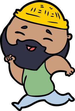 Bir insan tarafından çizilmiş mutlu sakallı bir adam.