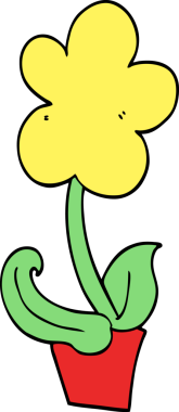 Bir insan tarafından çizilmiş sevimli karikatür çiçeği.