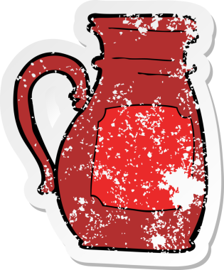 Bir insan tarafından çizilmiş karikatür sürahisinin gerilimli yapıştırması.