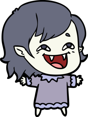 Bir insan tarafından çizilmiş gülen vampir kız çizgi filmi.