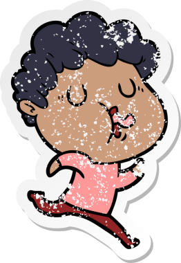 Bir insan tarafından çizilmiş bir çizgi film karakterinin sıkıntılı çıkartması.