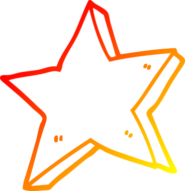 Bir insan tarafından çizilen çizgi film yıldızının sıcak gradyan çizimi