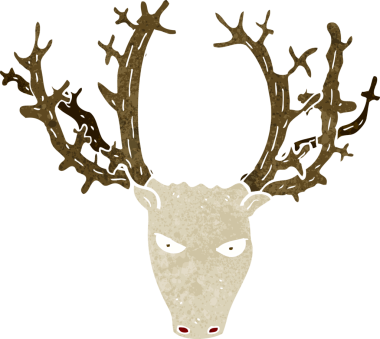 Bir insan tarafından çizilmiş bir geyik kafası.