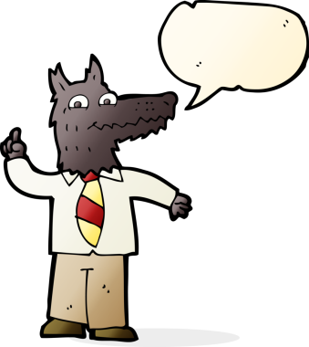 Bir insan tarafından çizilmiş konuşma baloncuğu fikri olan çizgi film iş kurdu.