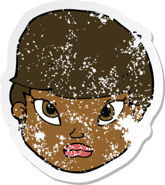 Bir insan tarafından çizilmiş ciddi bir karikatürün gerilimli çıkartması.