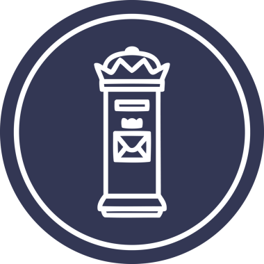 Bir insan tarafından çizilmiş İngiliz posta kutusu dairesel simgesi