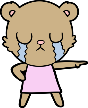 Bir insan tarafından çizilmiş ağlayan ayı karikatürü.