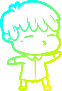 Bir çizgi film karakteri çizen soğuk gradyan bir insan tarafından çizilmiş meraklı çocuk.