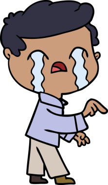 Bir insan tarafından çizilmiş ağlayan çizgi film adamı.