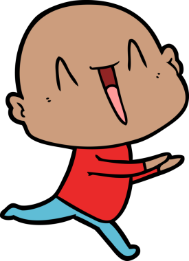 Bir insan tarafından çizilmiş mutlu, kel adam.