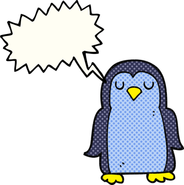 Bir insan tarafından çizilmiş serbest çizilmiş çizgi roman konuşma balonu pengueni.