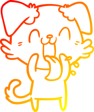 Bir insan tarafından çizilmiş çizgi film köpeğinin sıcak çizgi çizimi