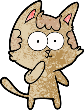 Bir insan tarafından çizilmiş bir çizgi film kedisi.